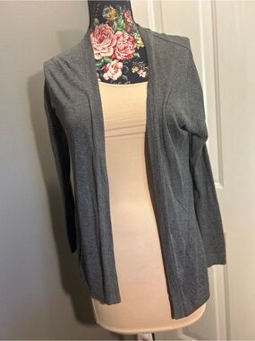 H&M Open Front Cardigan Women's Size Small Heather Grey Knit GUC